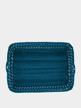 House of Capricorn Handmade Vitória Blue Wicker Large Tray