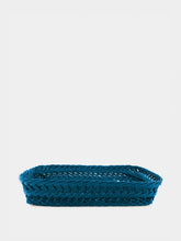 House of Capricorn Handmade Vitória Blue Wicker Medium Tray