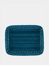 House of Capricorn Handmade Vitória Blue Wicker Medium Tray