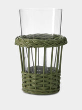 House of Capricorn Handmade Vitória Green Wicker and Glass Tall Tumbler