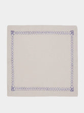 House of Capricorn Hand-Embroidered Maria Ice Blue Linen with Blue Embroidery Napkin