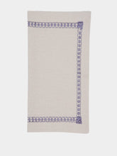 House of Capricorn Hand-Embroidered Maria Ice Blue Linen with Blue Embroidery Napkin