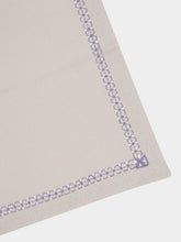 House of Capricorn Hand-Embroidered Maria Ice Blue Linen with Blue Embroidery Napkin