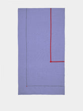 House of Capricorn Hand-Embroidered Maria Blue Linen with Red Embroidery Tablecloth