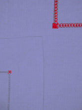 House of Capricorn Hand-Embroidered Maria Blue Linen with Red Embroidery Tablecloth