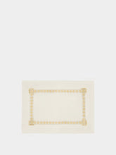 House of Capricorn Hand-Embroidered Maria White Linen with Beige Embroidery Napkin