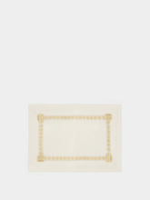 House of Capricorn Hand-Embroidered Maria White Linen with Ivory Embroidery Napkin