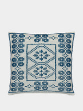 House of Capricorn Handmade Inês Blue Cotton and Linen Cushion