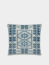 House of Capricorn Handmade Inês Blue Cotton Linen Cushion