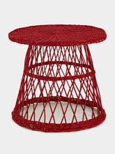 House of Capricorn Handmade Furnas Red Wicker Side Table