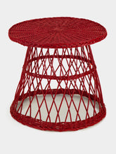 House of Capricorn Handmade Furnas Red Wicker Side Table