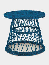 House of Capricorn Handmade Furnas Blue Wicker Side Table