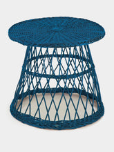House of Capricorn Handmade Furnas Blue Wicker Side Table