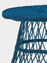 House of Capricorn Handmade Furnas Blue Wicker Side Table