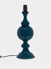 House of Capricorn Sado Petrol Blue Wood Lamp Base