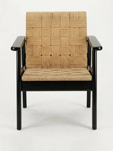 House of Capricorn Medeiros Black Wood and Natural Cord Armchair