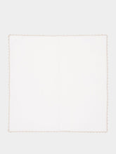 House of Capricorn Hand-Embroidered Teresa White Linen with Ivory Crochet Napkin