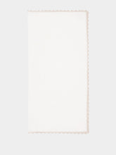 House of Capricorn Hand-Embroidered Teresa White Linen with Ivory Crochet Napkin