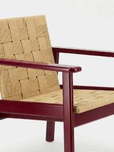 House of Capricorn Medeiros Bordeaux Wood and Natural Cord Armchair