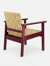 House of Capricorn Medeiros Bordeaux Wood and Natural Cord Armchair