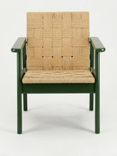 House of Capricorn Medeiros Green Wood and Natural Cord Armchair