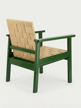 House of Capricorn Medeiros Green Wood and Natural Cord Armchair