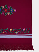 House of Capricorn Hand-Embroidered Frésia Bordeaux Wool Blanket