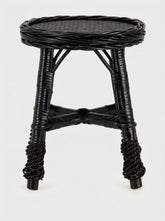 House of Capricorn Handmade Furnas Black Wicker Stool