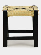House of Capricorn Handmade Coruche Black Wood and Reed Stool