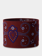 House of Capricorn Hand-Embroidered Viana Bordeaux Linen With Blue Embroidery Lampshade