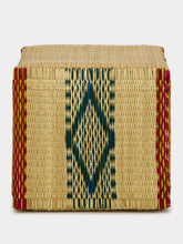 House of Capricorn Handmade Coruche Natural and Multicolour Reed Ottoman