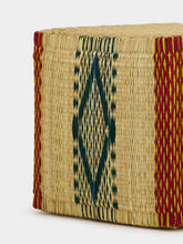 House of Capricorn Handmade Coruche Natural and Multicolour Reed Ottoman
