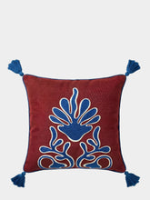 House of Capricorn Teles Bordeaux Linen and Chenille Embroidered Cushion