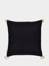 House of Capricorn Teles Black Linen and Chenille Embroidered Cushion
