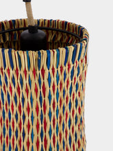 House of Capricorn Handmade Coruche Natural, Red and Blue Reed Tall Wall Lamp