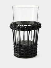 House of Capricorn Handmade Vitória Black Wicker and Tall Glass Tumbler