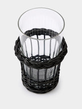 House of Capricorn Handmade Vitória Black Wicker and Tall Glass Tumbler