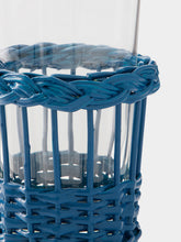 House of Capricorn Handmade Vitória Blue Wicker and Tall Glass Tumbler