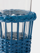 House of Capricorn Handmade Vitória Blue Wicker and Glass Tumbler