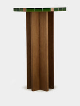 House of Capricorn Lisboa Green Ceramic Tile and Ash Wood Bar Table