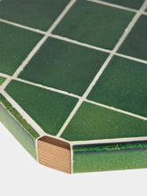 House of Capricorn Lisboa Green Ceramic Tile and Ash Wood Bar Table