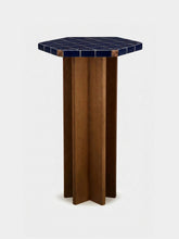 House of Capricorn Lisboa Blue Ceramic Tile and Ash Wood Bar Table