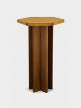 House of Capricorn Lisboa Yellow Ceramic Tile and Ash Wood Bar Table