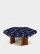 House of Capricorn Lisboa Blue Ceramic Tile and Ash Wood Coffee Table
