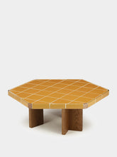 House of Capricorn Lisboa Yellow Ceramic Tile and Ash Wood Coffee Table
