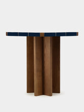 House of Capricorn Lisboa Blue Ceramic Tile and Ash Wood Dining Table