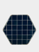 House of Capricorn Lisboa Blue Ceramic Tile and Ash Wood Dining Table