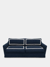 House of Capricorn Luis Blue and Beige Linen Wood Sofa