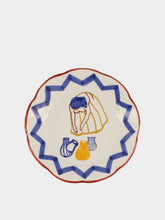 House of Capricorn Hand-Painted Comporta The Water Carrier Stoneware Dessert Plate