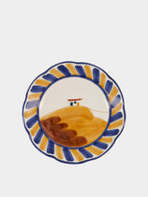 House of Capricorn Hand-Painted Comporta House Stoneware Dessert Plate